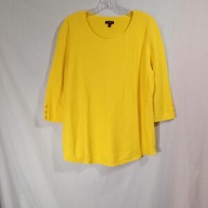 Talbots Yellow Mid Sleeve Waffle Knit Top Size 1X